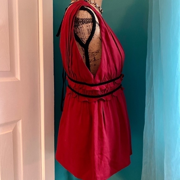 Robert Rodriquez Red Silk Grecian Style Top Size 4 - Picture 4 of 10